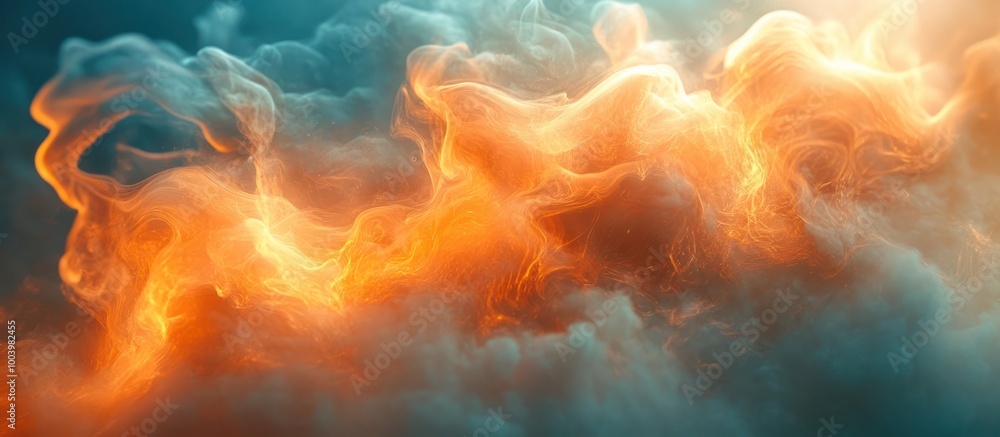 Abstract image of swirling orange and blue smoke. Abstract image of swirling orange and blue smoke.