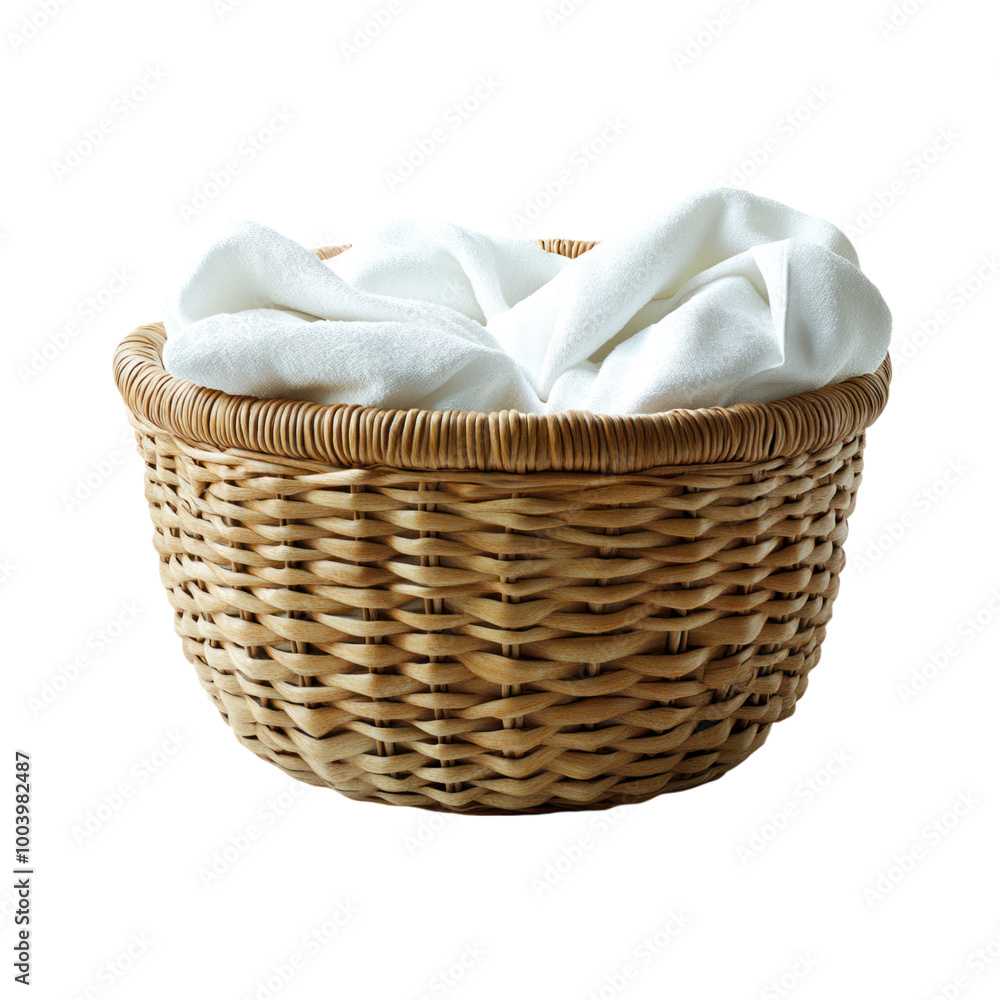 Obraz premium White Cloth in a Wicker Basket