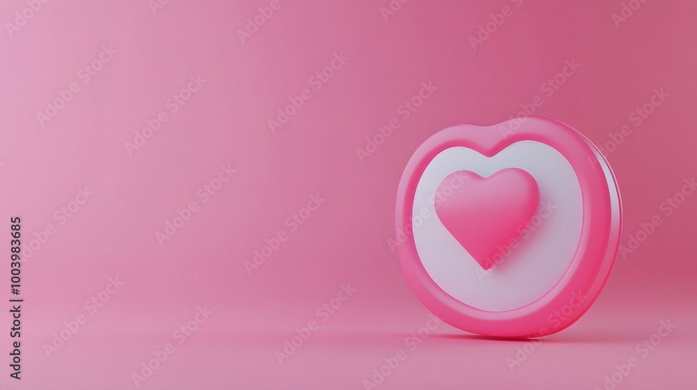Like notification icon, Social media notification icon with heart symbol on pink background. 3d illustration. Like notification icon, Social media notification icon with heart symbol on pink background. 3d illustration.