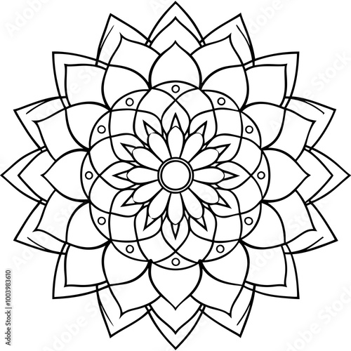 The mandala. Vector drawing in black and white for coloring. 