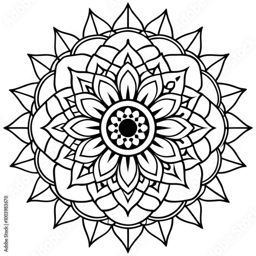 The mandala. Vector drawing in black and white for coloring. 