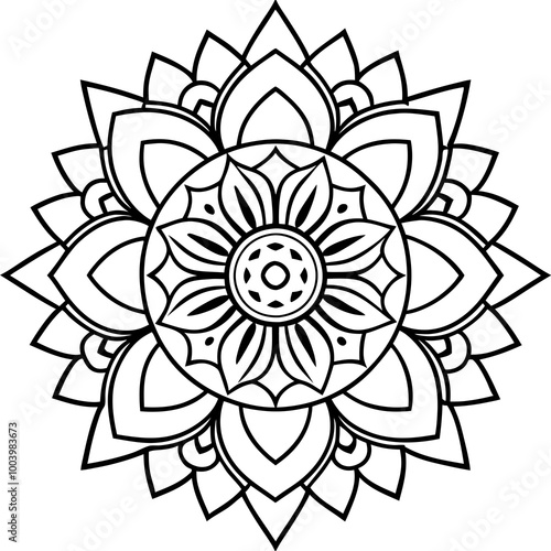 The mandala. Vector drawing in black and white for coloring. 