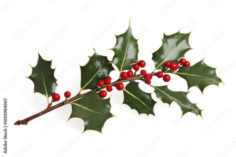 Fototapeta premium Festive holly branch with berries