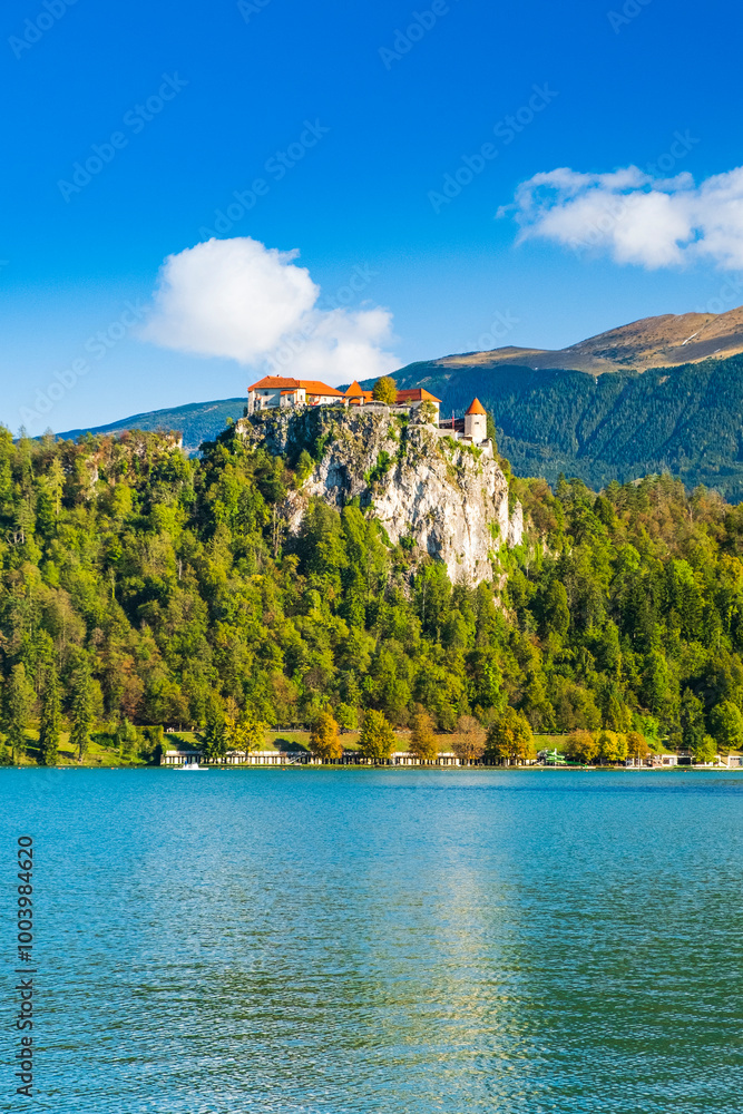 Bled lake in Slovenia in autumn, amazing landscape