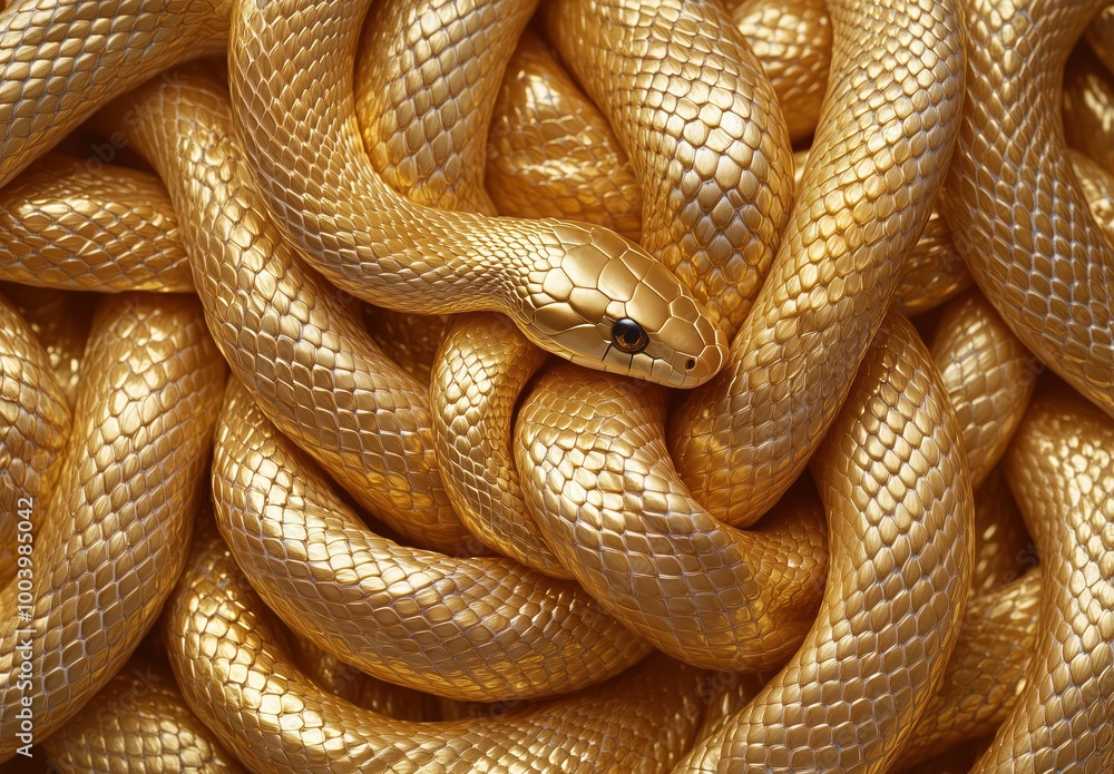 Obraz premium Luxurious Golden Snake with Intricate Scales