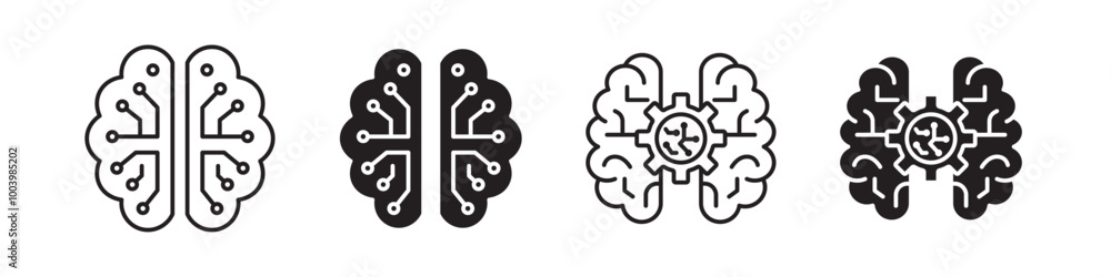 Artificial Intelligence Brain icon collection set Artificial Intelligence Brain icon collection set