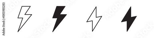 Lightning bolt icon collection set