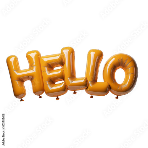 Yellow balloon style3D hello font photo