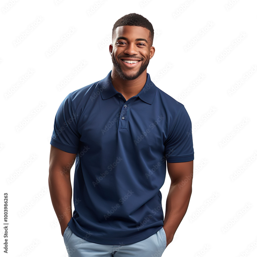 a Man Wearing an Indigo Blue Polo Shirt isolated on transparent background a Man Wearing an Indigo Blue Polo Shirt isolated on transparent background