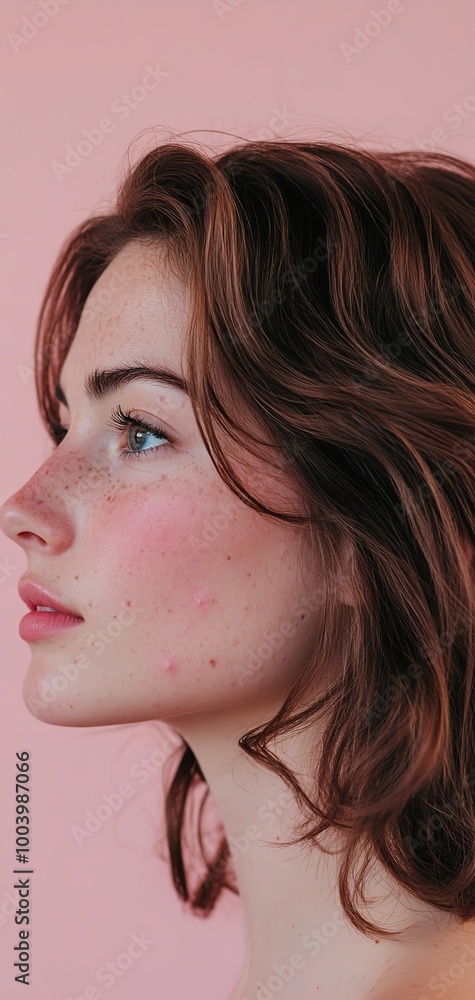 Close-up of a woman with pimples on her face Close-up of a woman with pimples on her face