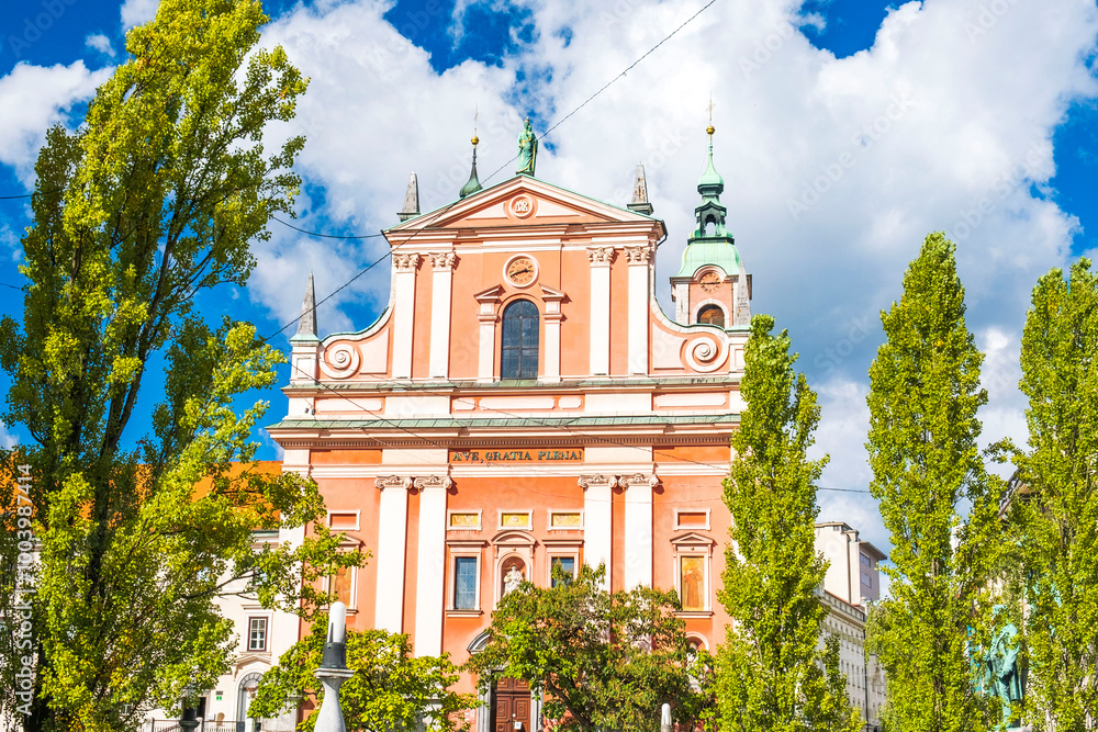 Preseren square and Franciscan Church of the Annunciation, Ljubljana