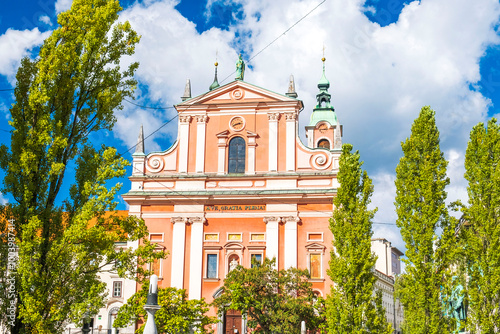 Preseren square and Franciscan Church of the Annunciation, Ljubljana
 photo