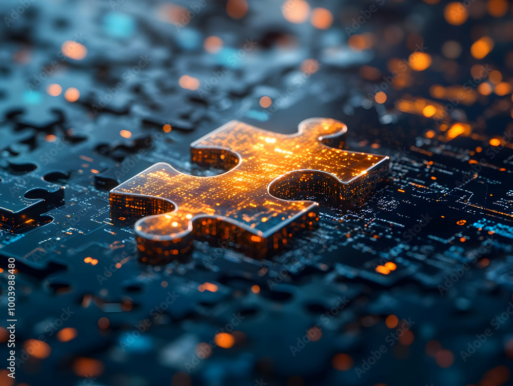 A glowing puzzle piece on a digital background, symbolizing innovation and problem-solving in technology. A glowing puzzle piece on a digital background, symbolizing innovation and problem-solving in technology.