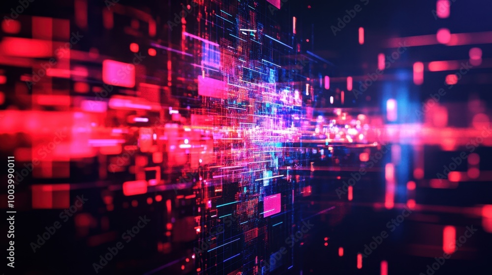 Fototapeta premium Futuristic Digital Data Stream in Cyberspace Background