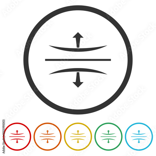 Elastic icon. Set icons in color circle buttons