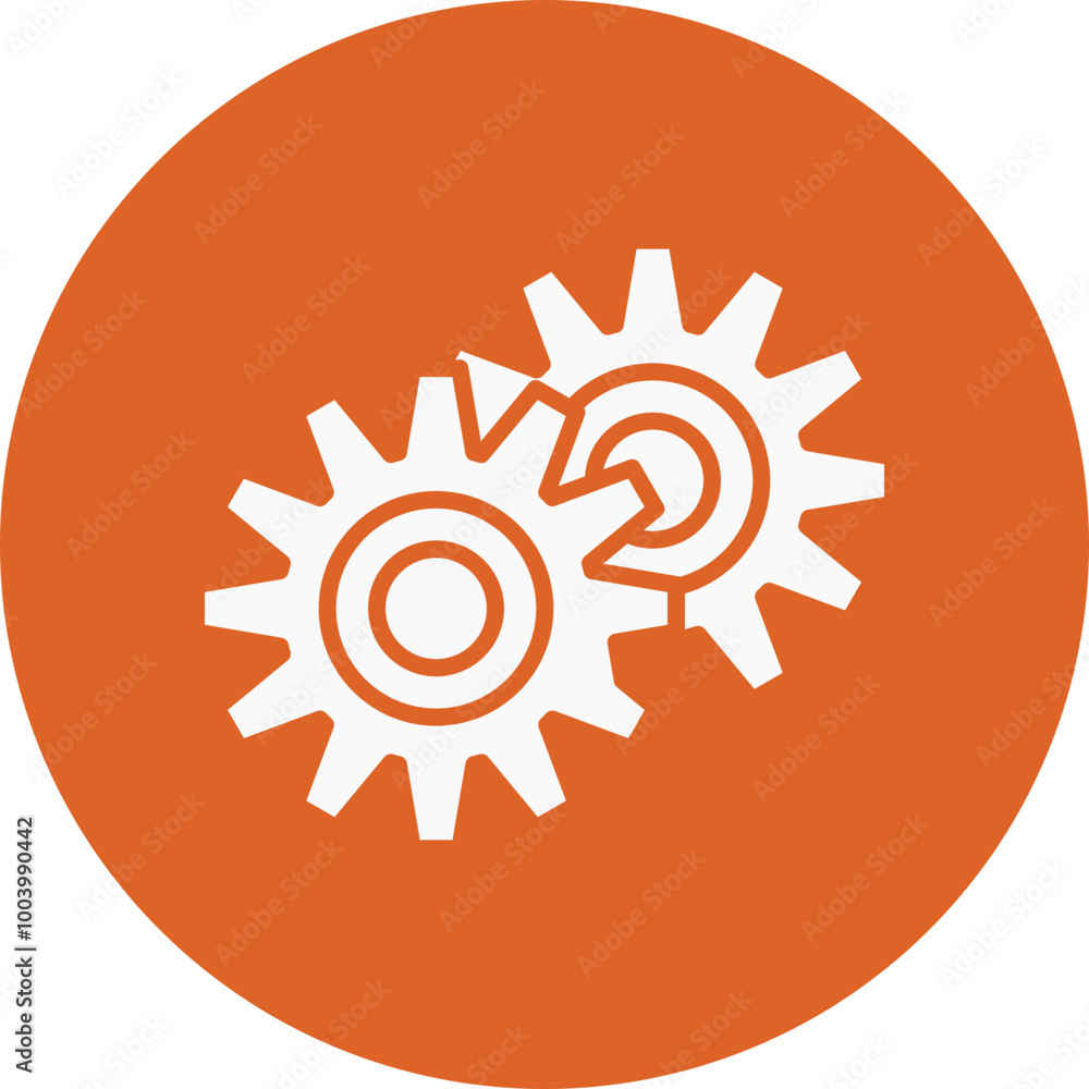 Gears glyph circle icon