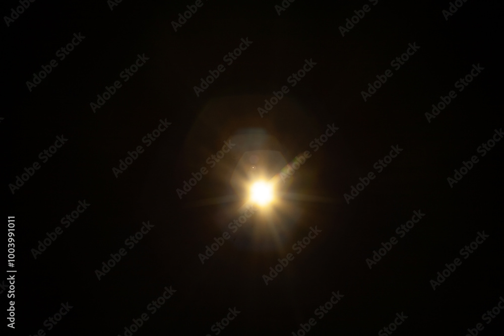 Sun flare on the black background Sun flare on the black background
