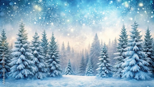 Wallpaper Mural Winter forest backdrop with asymmetrical layout, snow-covered trees Torontodigital.ca