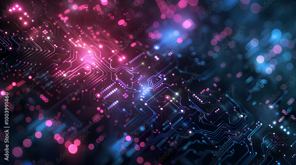 Fototapeta premium Futuristic science fiction background in artificial intelligence style. Neural network AI generated art