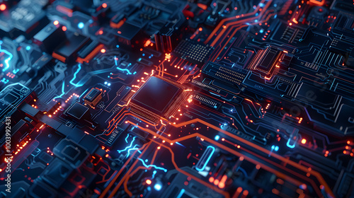 Wallpaper Mural Futuristic science fiction background in artificial intelligence style. Neural network AI generated art Torontodigital.ca