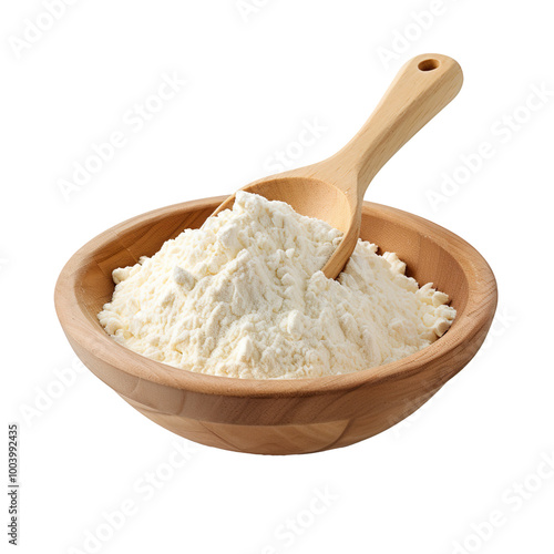 A scoop of spelt milk powder isolated on transparent background photo