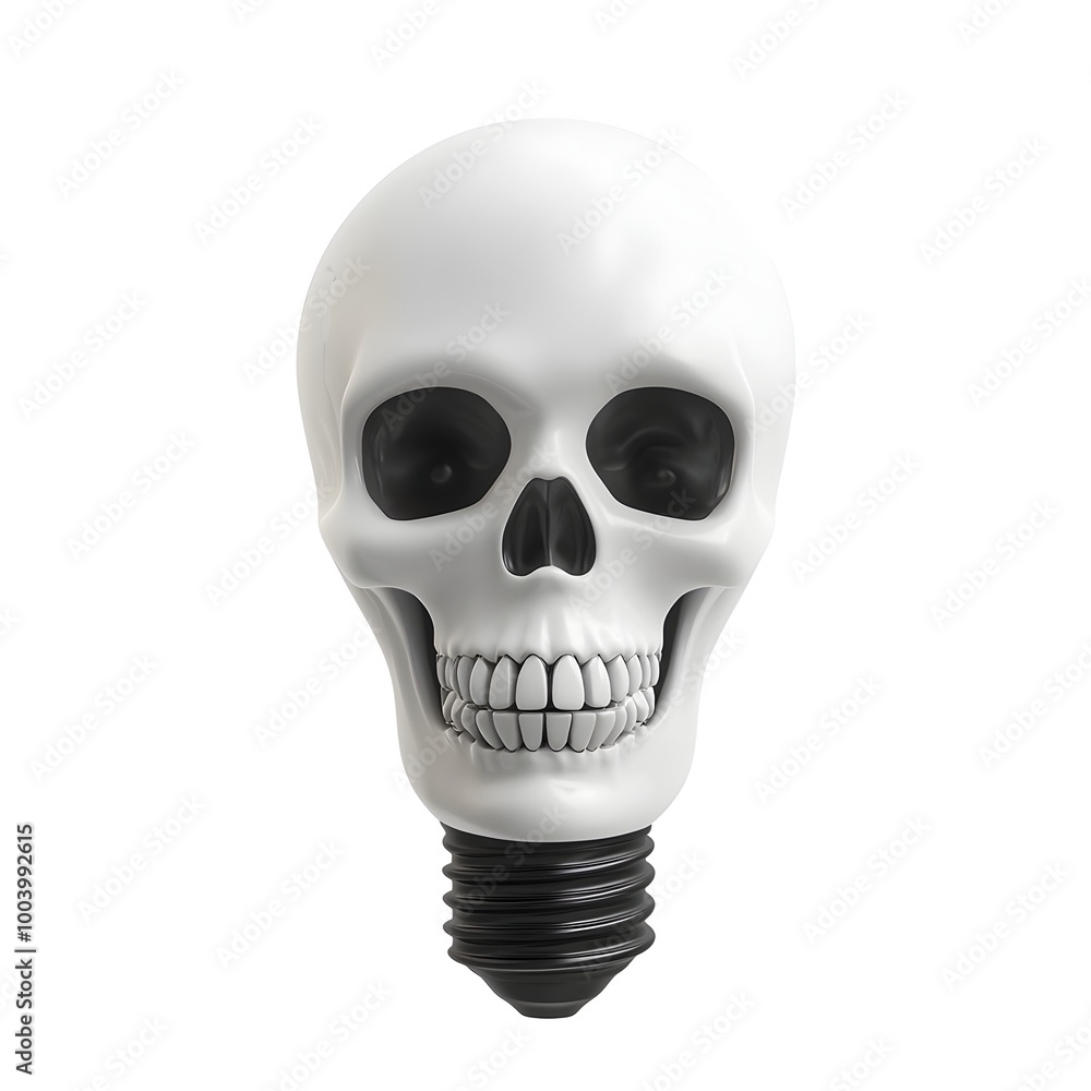 Fototapeta premium Eerie Skull-Shaped Light Bulb for Haunting Halloween Decor