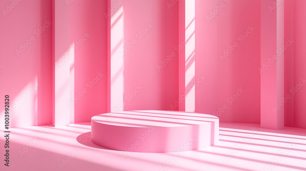 Empty showcase for cosmetic product presentation, 3d render abstract display podium platform for product presentation and advertising, Minimal scene backdrop with clean design Empty showcase for cosmetic product presentation, 3d render abstract display podium platform for product presentation and advertising, Minimal scene backdrop with clean design