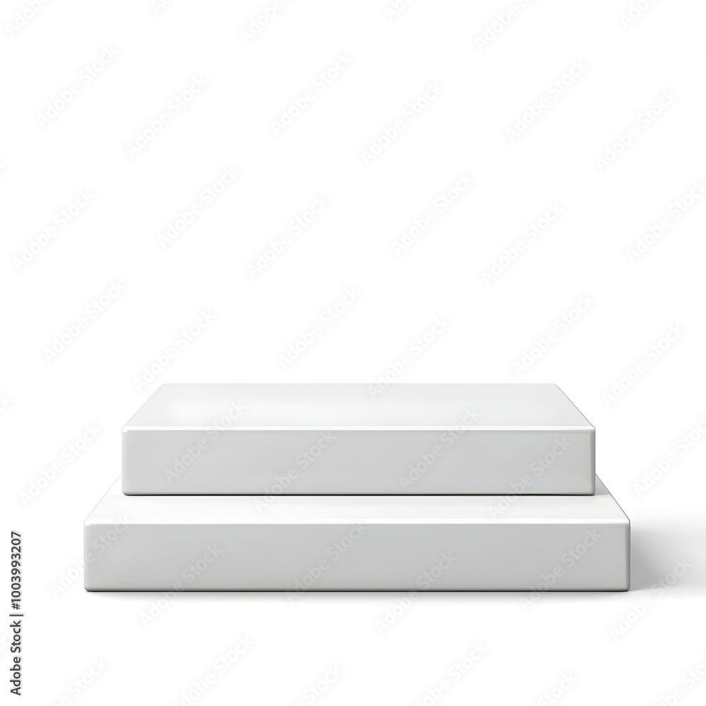 Glossy Rectangular 3D Podium Isolated on Clean White Background Glossy Rectangular 3D Podium Isolated on Clean White Background