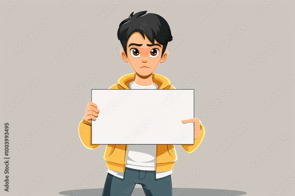 Young Person Holding A Blank Sign, Ideal For Adding Your Own Message, Promoting Unity Young Person Holding A Blank Sign, Ideal For Adding Your Own Message, Promoting Unity
