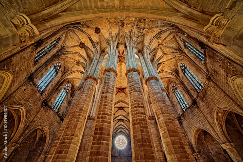 Barcelona, Catalonia, Spain - catholic catalan medieval gothic church Santa Maria del Mar