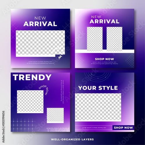 Fashion sale gradient color square layout social media post collection