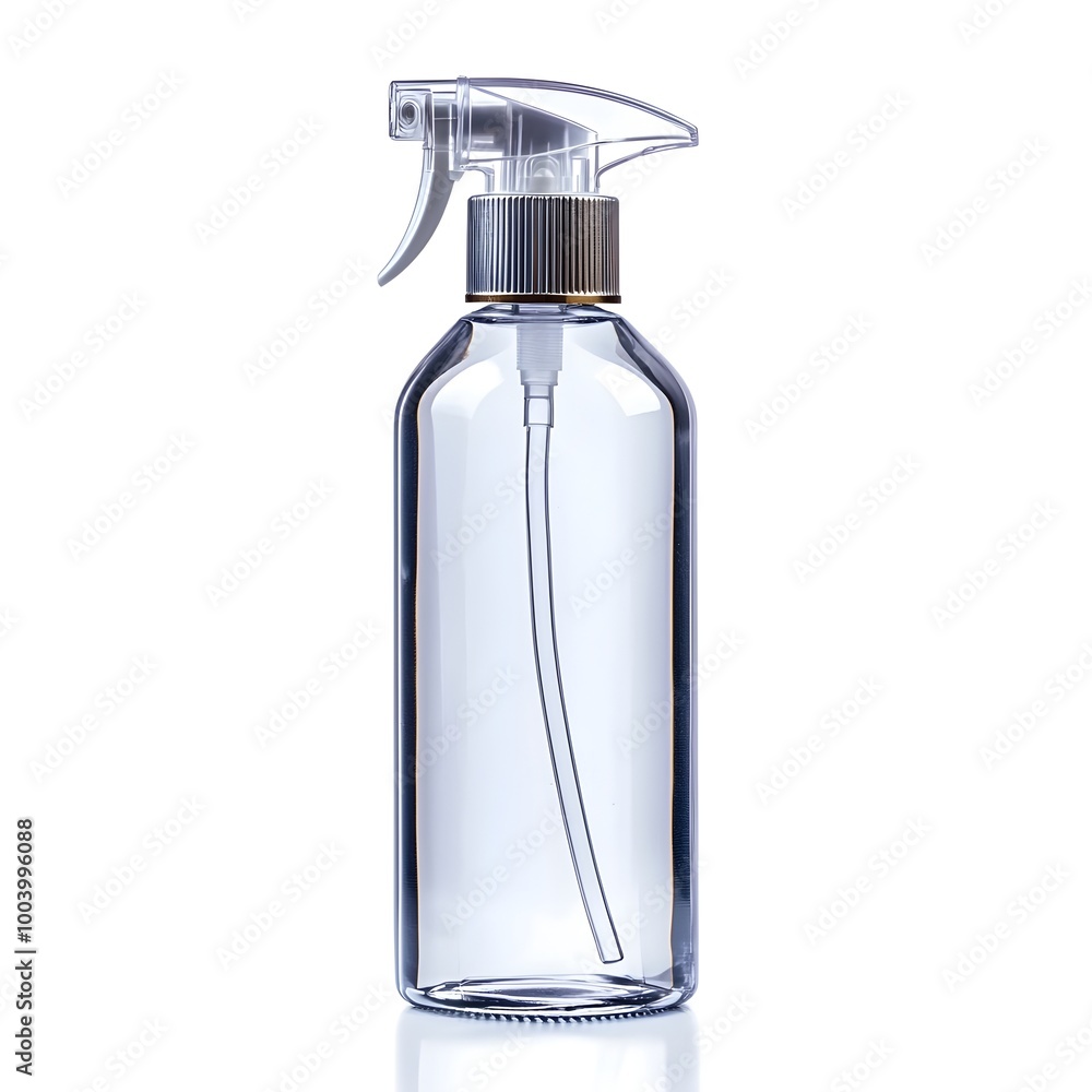 Transparent Plastic Spray Bottle with Mist Nozzle on White Background Transparent Plastic Spray Bottle with Mist Nozzle on White Background