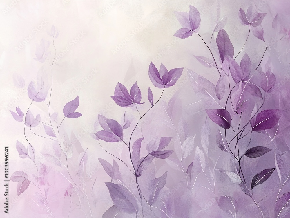 Soft purple floral background with delicate leaves and a light, airy feel. Soft purple floral background with delicate leaves and a light, airy feel.