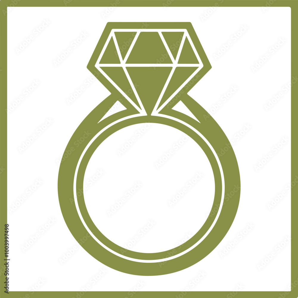 Stylized Engagement Ring with Diamond Illustration Stylized Engagement Ring with Diamond Illustration