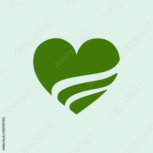 Green Heart Symbol with Flowing Nature Design photo