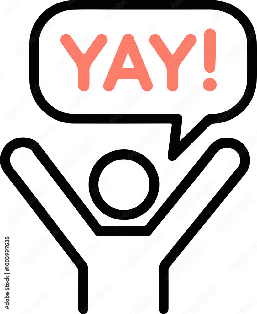 Excited Figure Celebrating with a 'YAY!' Speech Bubble Excited Figure Celebrating with a 'YAY!' Speech Bubble