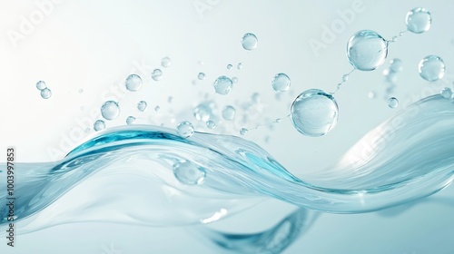 Modern Abstract Water and Serum Concept with Collagen Molecules and Soft Ripples for Scientific Skincare Presentations