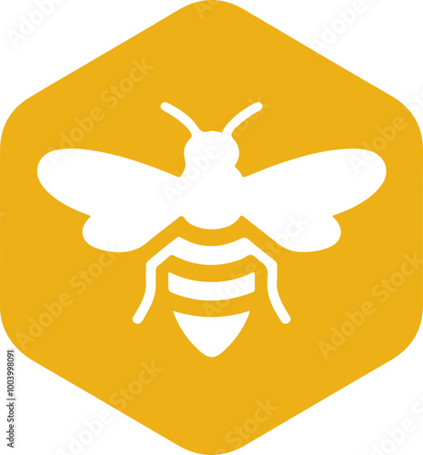 Bee Icon on Yellow Background