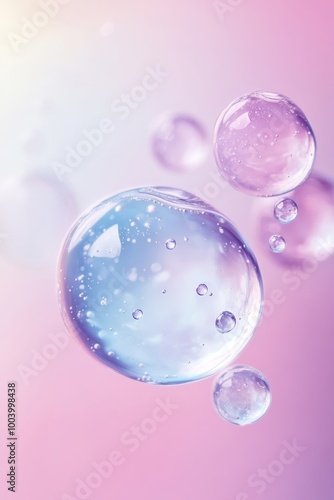 Wallpaper Mural Serene Beauty: Abstract Water Bubbles, Serum, and Collagen Molecules with Gradient Background Torontodigital.ca