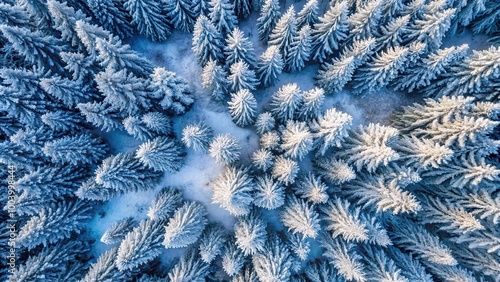 winter snow covered trees from above #1003998444