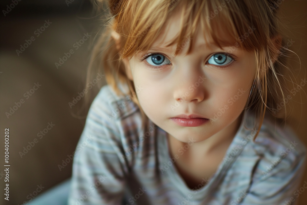 a little girl with blue eyes looks at the camera. a little girl with blue eyes looks at the camera.