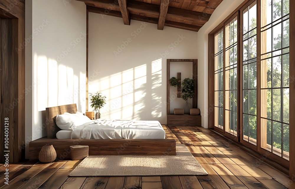 Bright & Cozy Contemporary Bedroom Design with Wooden Floor .. .. Or perhaps one based on color / light.......White & Cozy Wooden Contemporary Bedroom Architecture with Plant and Natural Light Bright & Cozy Contemporary Bedroom Design with Wooden Floor .. .. Or perhaps one based on color / light.......White & Cozy Wooden Contemporary Bedroom Architecture with Plant and Natural Light