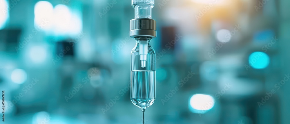 IV drip packaging in a clinical setting, conveying health and medical care. IV drip packaging in a clinical setting, conveying health and medical care.