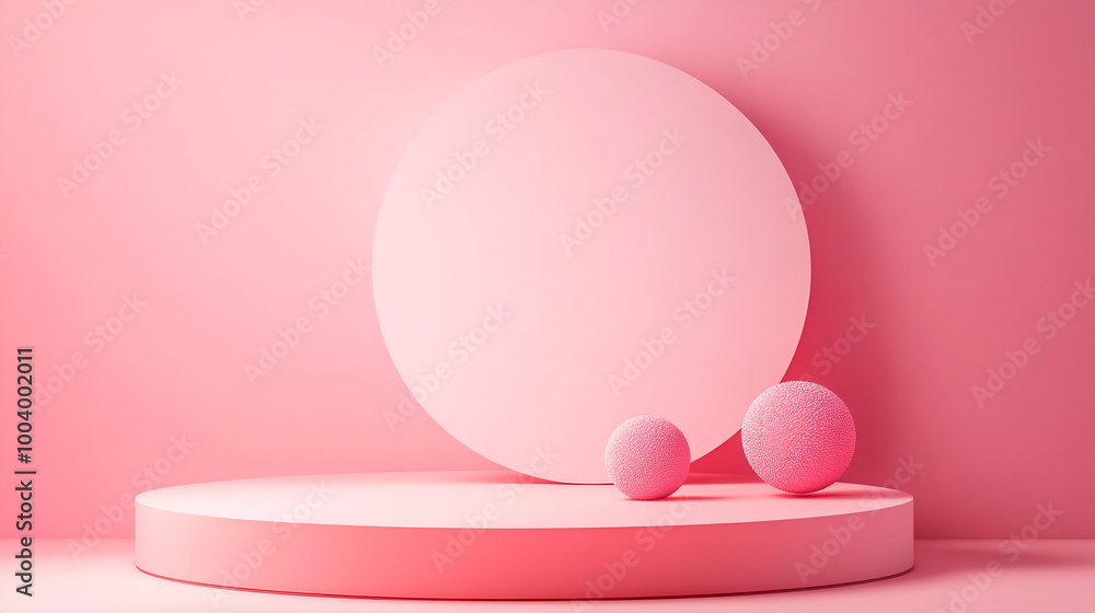 Abstract minimal scene with geometric shapes, pink background,3d rendering, The pink stage for presentation product content, Modern background platform with pink podium Abstract minimal scene with geometric shapes, pink background,3d rendering, The pink stage for presentation product content, Modern background platform with pink podium