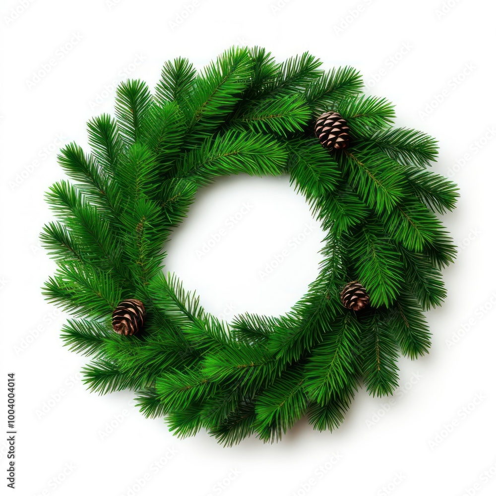 Festive green pine wreath decoration Festive green pine wreath decoration