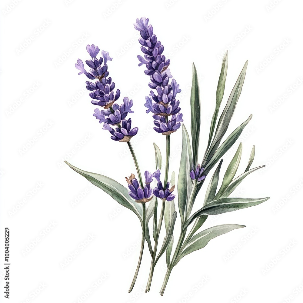 Obraz premium Elegant lavender botanical watercolor illustration