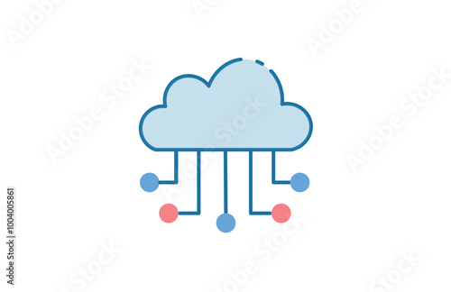 Cloud computing flat icon vector image,
Information Technology icon isolated on white background