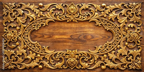 Wooden intricacies with gold textures and carving details