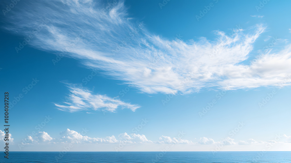 Obraz premium Blue sky with clouds over the horizon