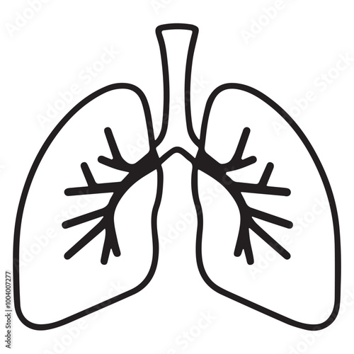 Lung vector silhouette icon art illustration.